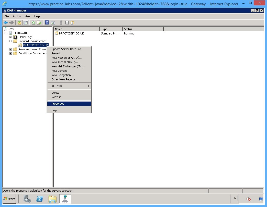 Practice Labs screenshot.